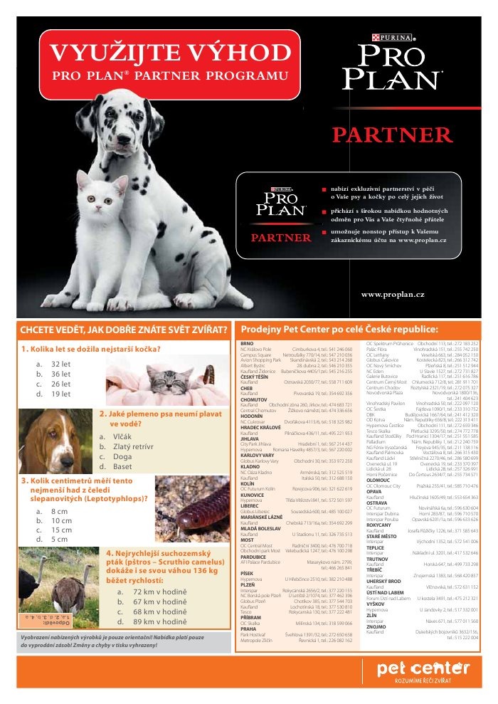 leták Pet Center strana 1 leták Pet Center strana 1
