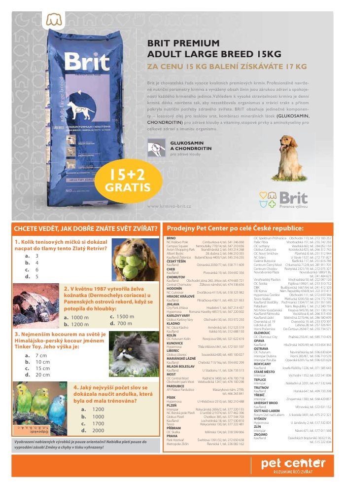 leták Pet Center strana 1 leták Pet Center strana 1