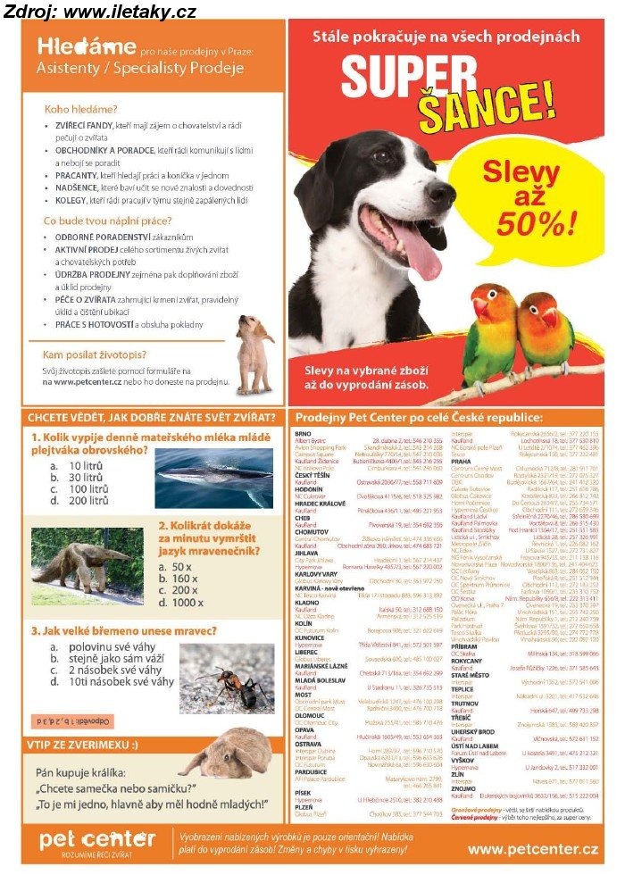 leták Pet Center strana 1 leták Pet Center strana 1