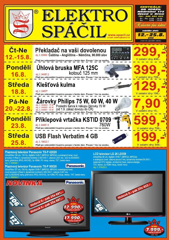 leták Elektro Spáčil strana 1 leták Elektro Spáčil strana 1