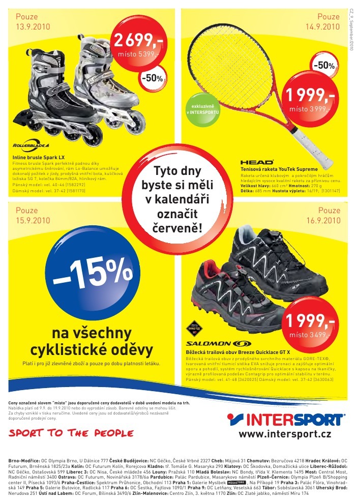 leták INTERSPORT strana 1 leták INTERSPORT strana 1