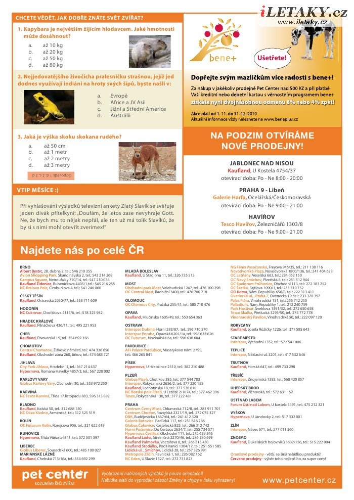 leták Pet Center strana 1 leták Pet Center strana 1