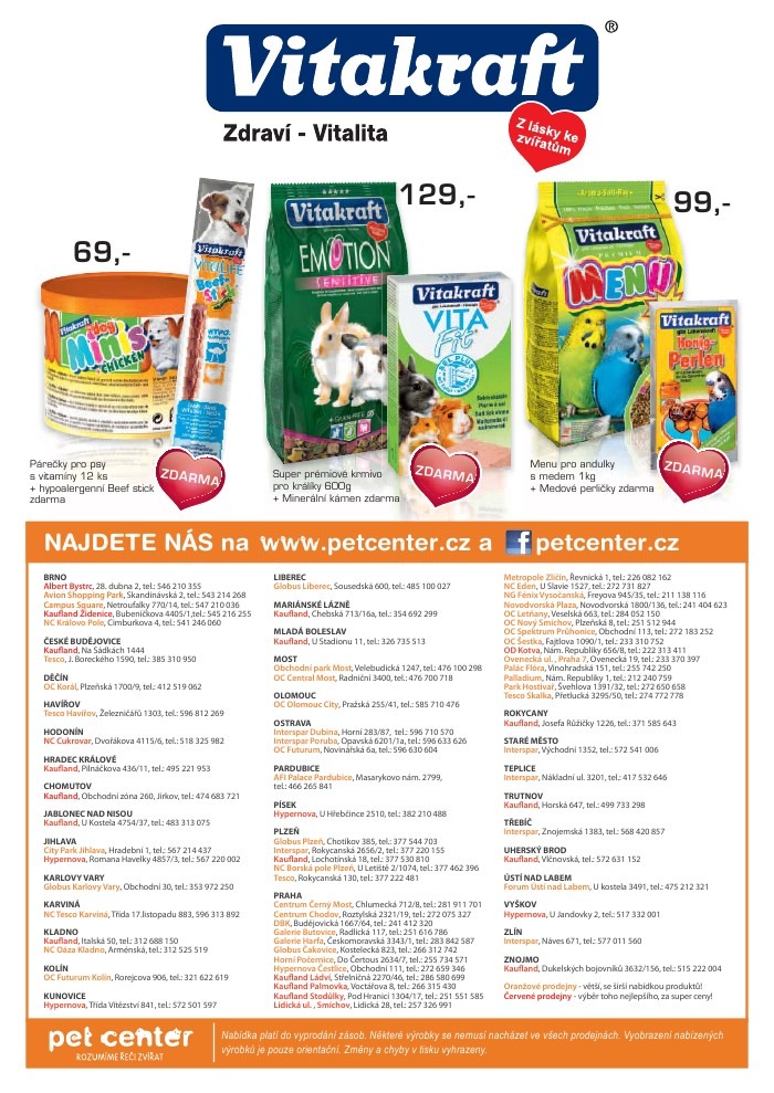 leták Pet Center strana 1 leták Pet Center strana 1