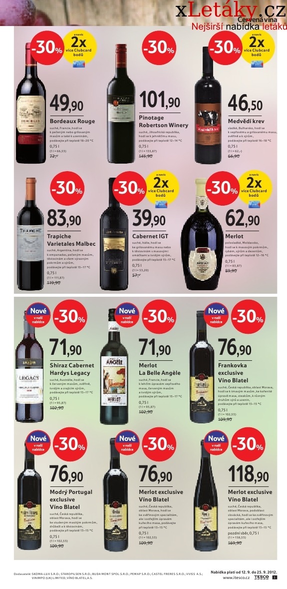 leták Tesco - malý hypermarket víno leták strana 1 leták Tesco - malý hypermarket víno leták strana 1