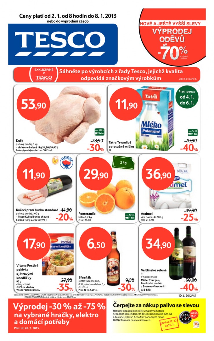 letk Tesco velk hypermarkety od 2.1.2013 strana 1