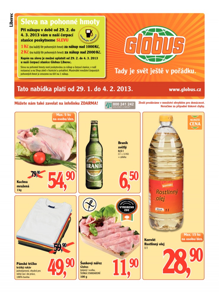 leták Globus Naše noviny od 29.1.2013 strana 1