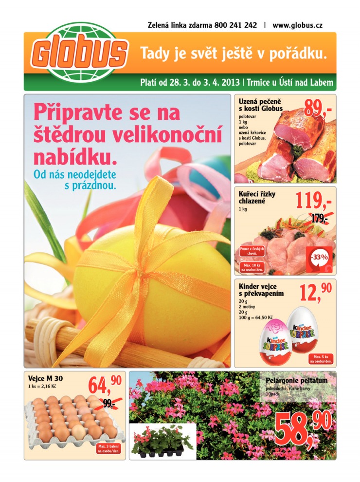 leták Globus Naše noviny od 28.3.2013 strana 1