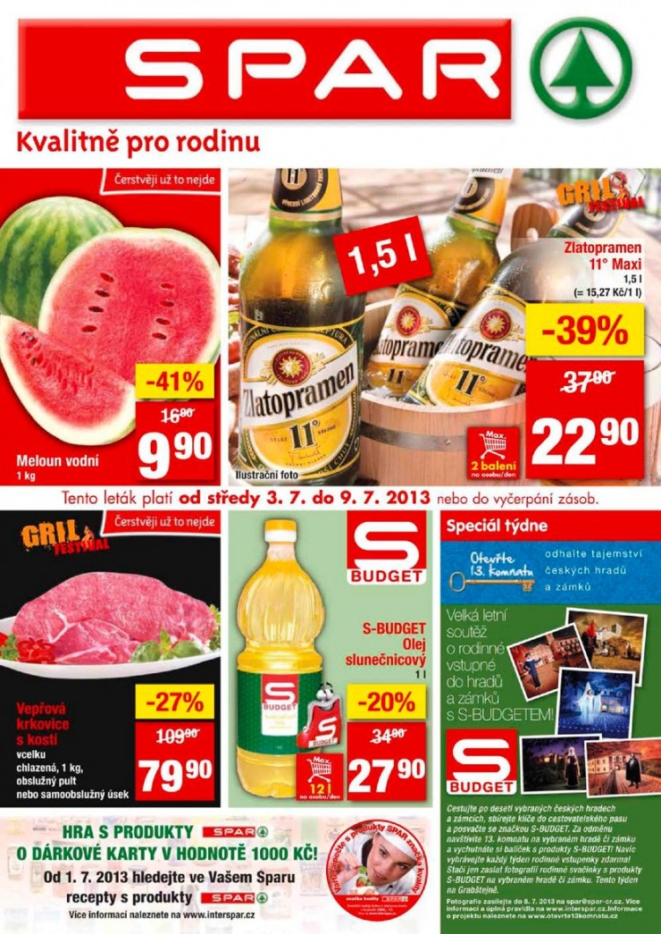 leták Interspar nabídka Spar od 3.7.2013 strana 1