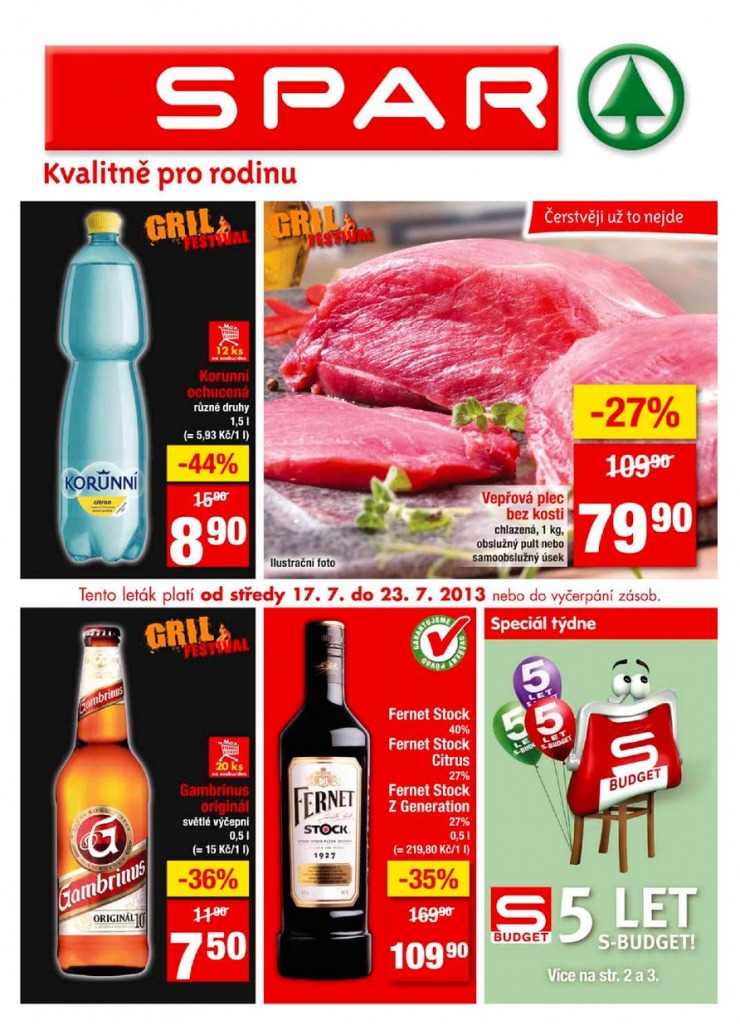 leták Interspar nabídka Spar od 17.7.2013 strana 1