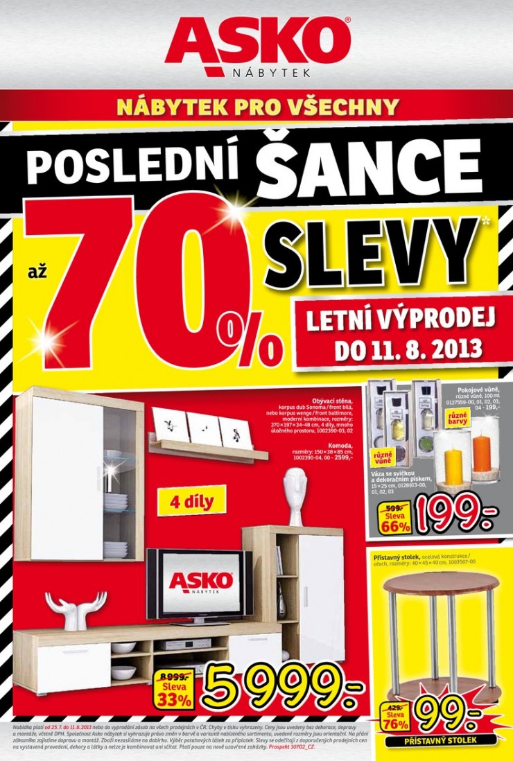 letk Asko nbytek plat pro E-shop, Brno, Hradec, Mladou Boleslav, Plze, Prahu, Teplice a Zln od 25.7.2013 strana 1
