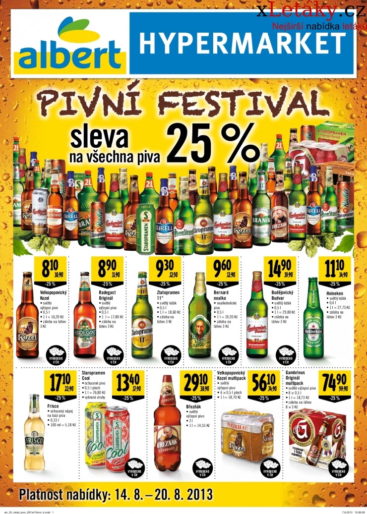 leták Albert Hypermarket - pivo akční leták strana 1 leták Albert Hypermarket - pivo akční leták strana 1