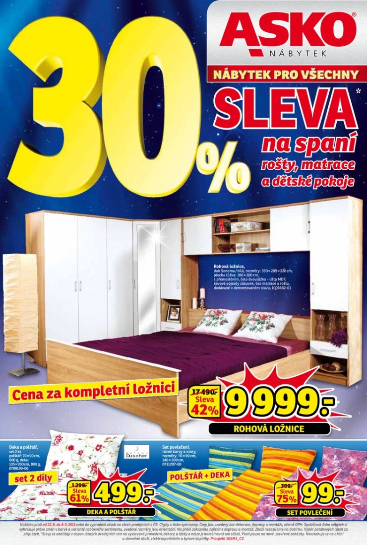 letk Asko nbytek katalog plat pro Chomutov, Tbor, Znojmo od 22.8.2013 strana 1
