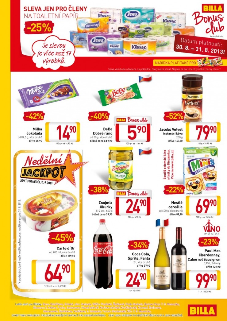 leták Billa malý od 28.8.2013 strana 1 leták Billa malý od 28.8.2013 strana 1