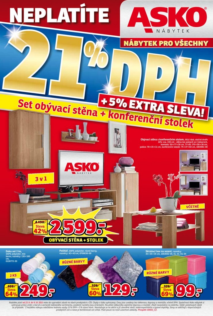 letk Asko nbytek Plat pro Brno, Hradec Krlov, Mlad Boleslav, Plze, Praha, Teplice, Zln od 23.9.2013 strana 1