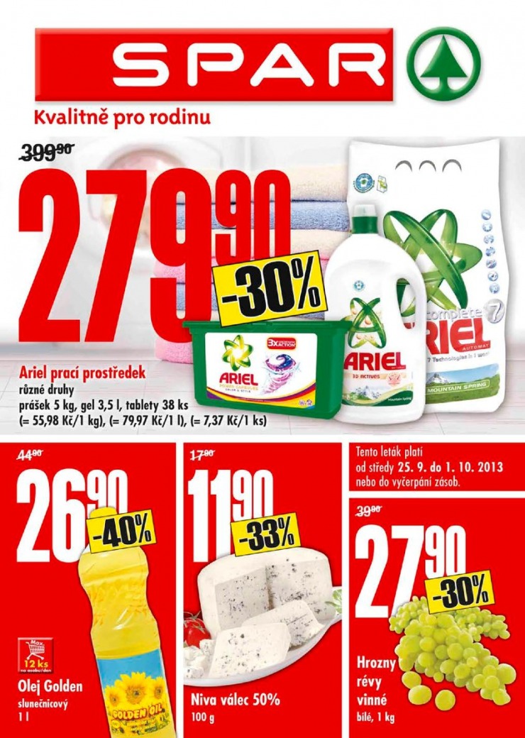 leták Interspar nabídka Spar od 25.9.2013 strana 1