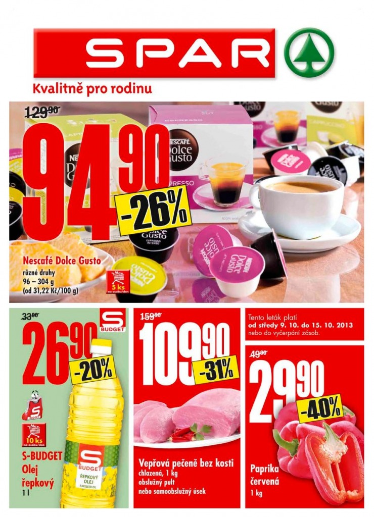 leták Interspar nabídka Spar od 9.10.2013 strana 1