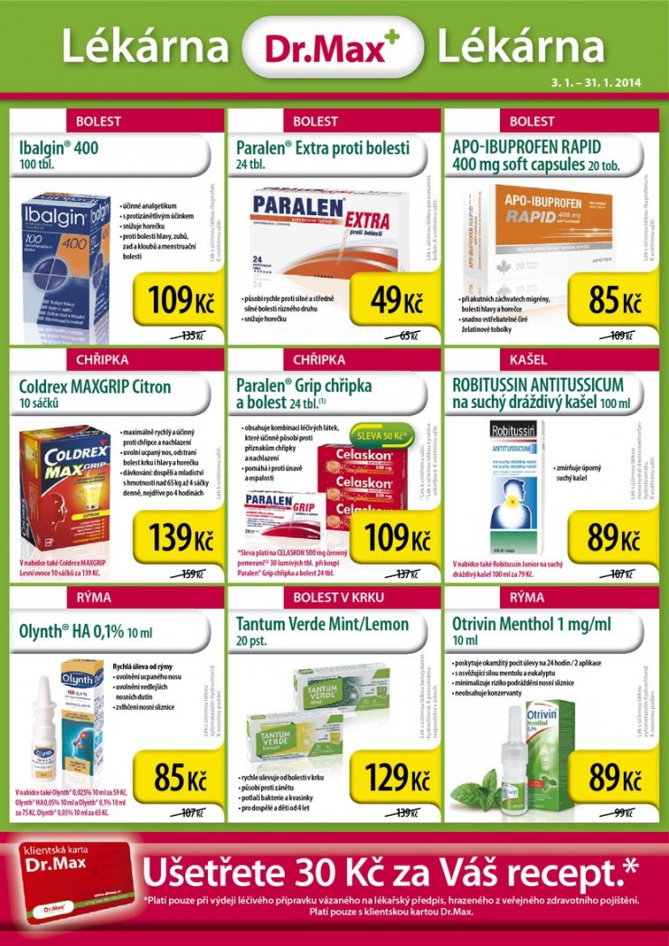 leták Dr. Max lékárna Aktuální leták od 3.1.2014 strana 1 leták Dr. Max lékárna Aktuální leták od 3.1.2014 strana 1