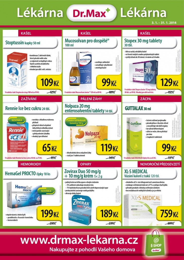 leták Dr. Max lékárna Aktuální leták od 3.1.2014 strana 1 leták Dr. Max lékárna Aktuální leták od 3.1.2014 strana 1