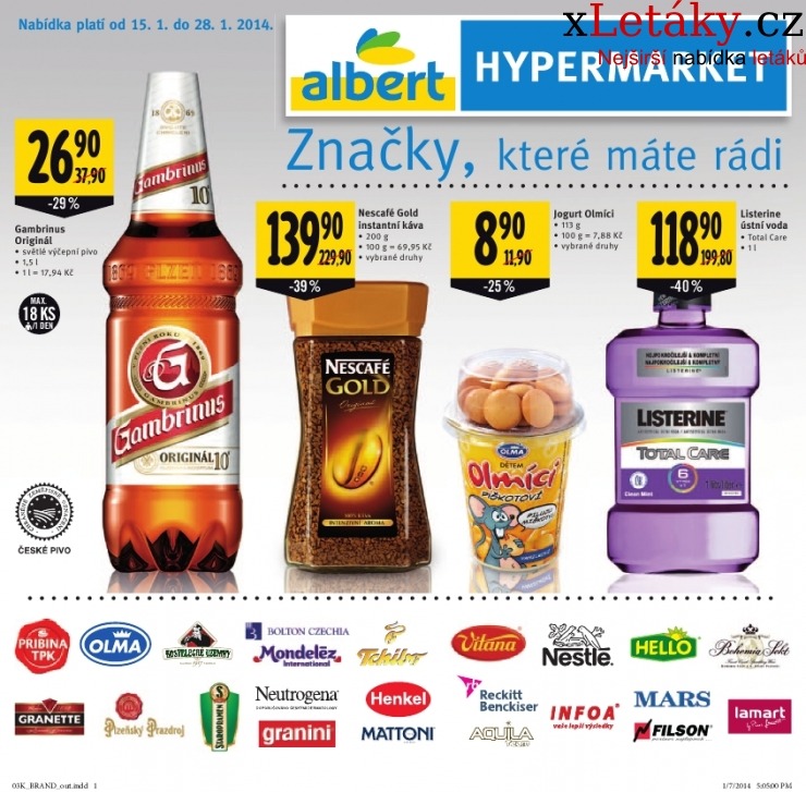leták Albert Hypermarket - značkové výrobky leták strana 1 leták Albert Hypermarket - značkové výrobky leták strana 1