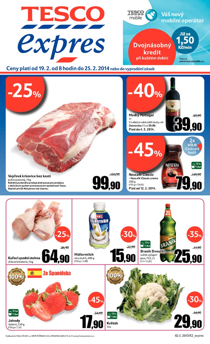 letk Tesco Expres obchody od 19.2.2014 strana 1