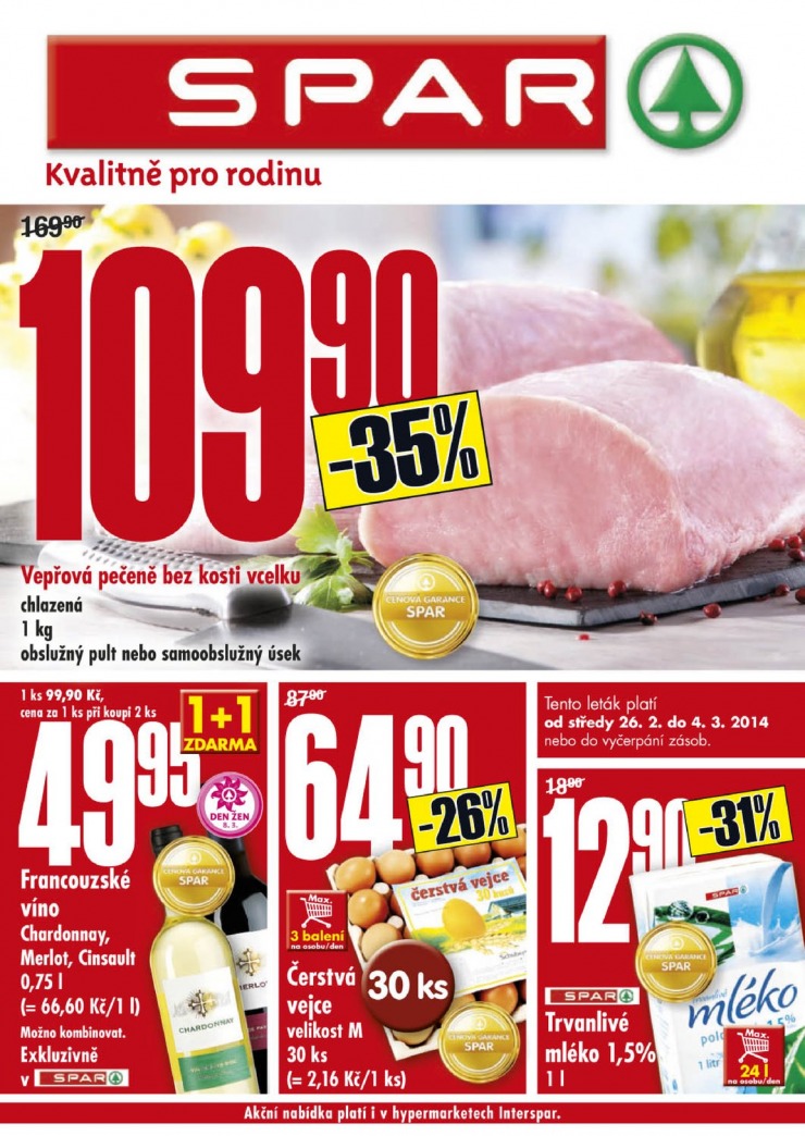 leták Interspar nabídka Spar od 26.2.2014 strana 1