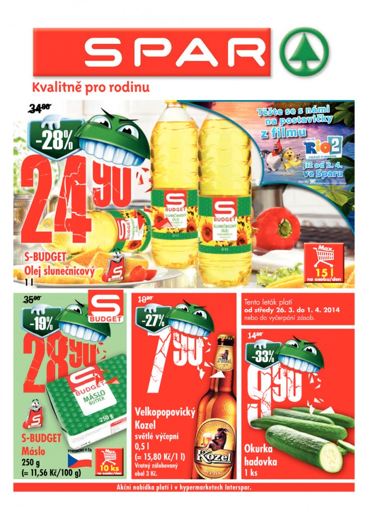 leták Interspar nabídka Spar od 26.3.2014 strana 1