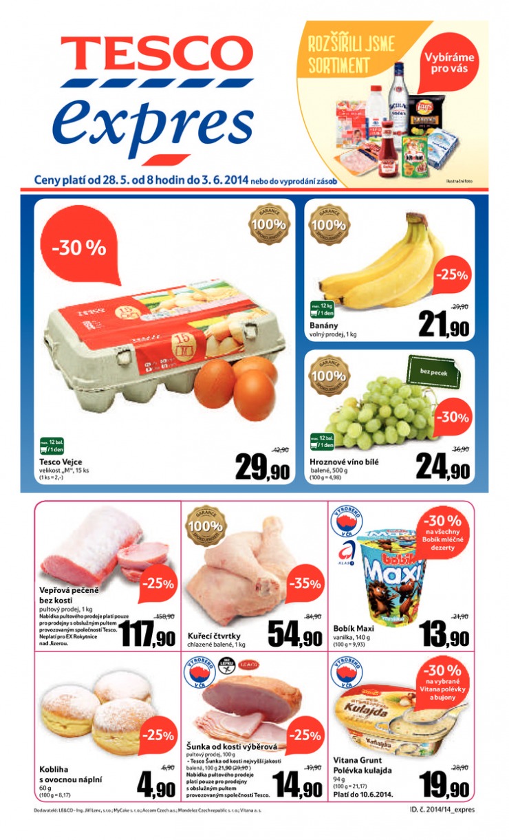 letk Tesco Expres obchody od 28.5.2014 strana 1