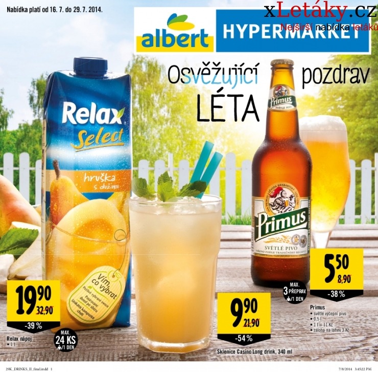 leták Albert Hypermarket - nápoje akční leták strana 1