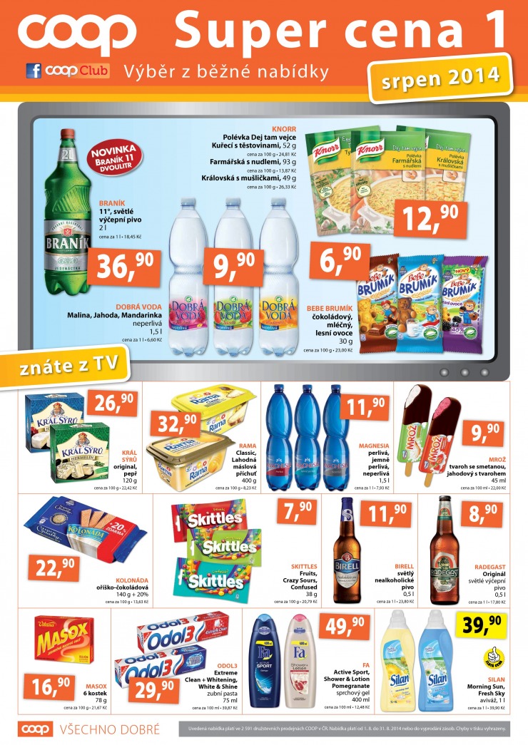leták COOP Super cena od 1.8.2014 strana 1 leták COOP Super cena od 1.8.2014 strana 1