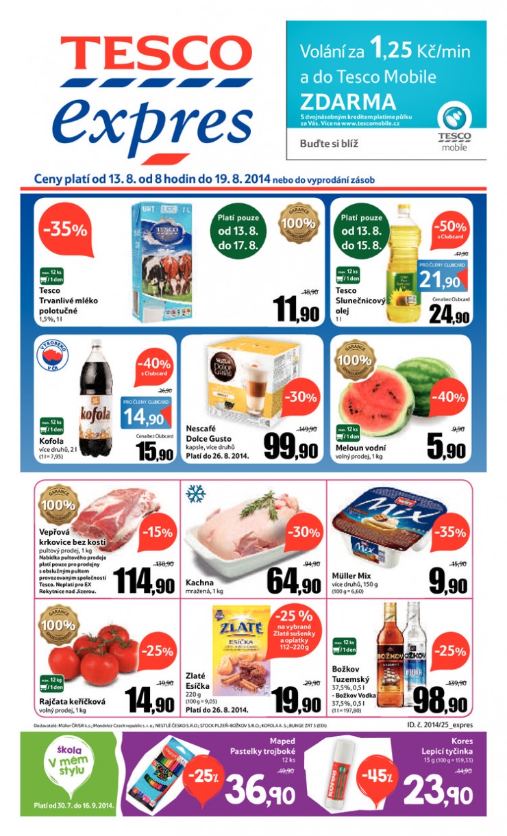 letk Tesco Expres obchody od 13.8.2014 strana 1