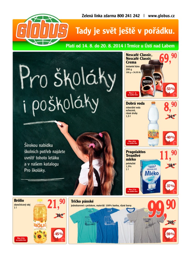 leták Globus Naše noviny od 14.8.2014 strana 1