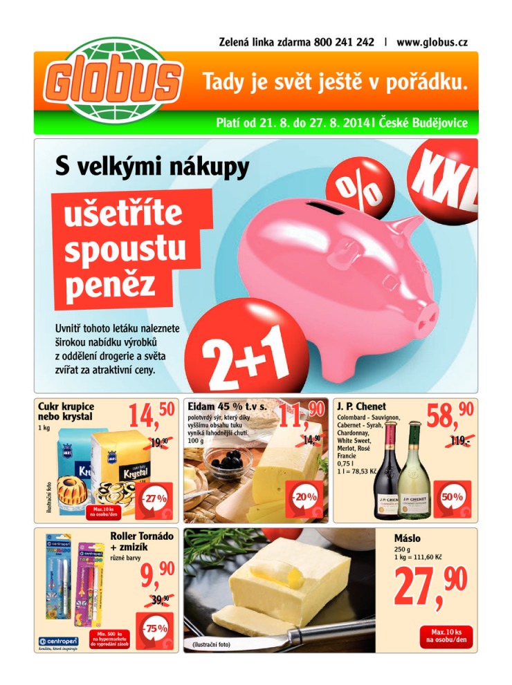 leták Globus Naše noviny od 21.8.2014 strana 1
