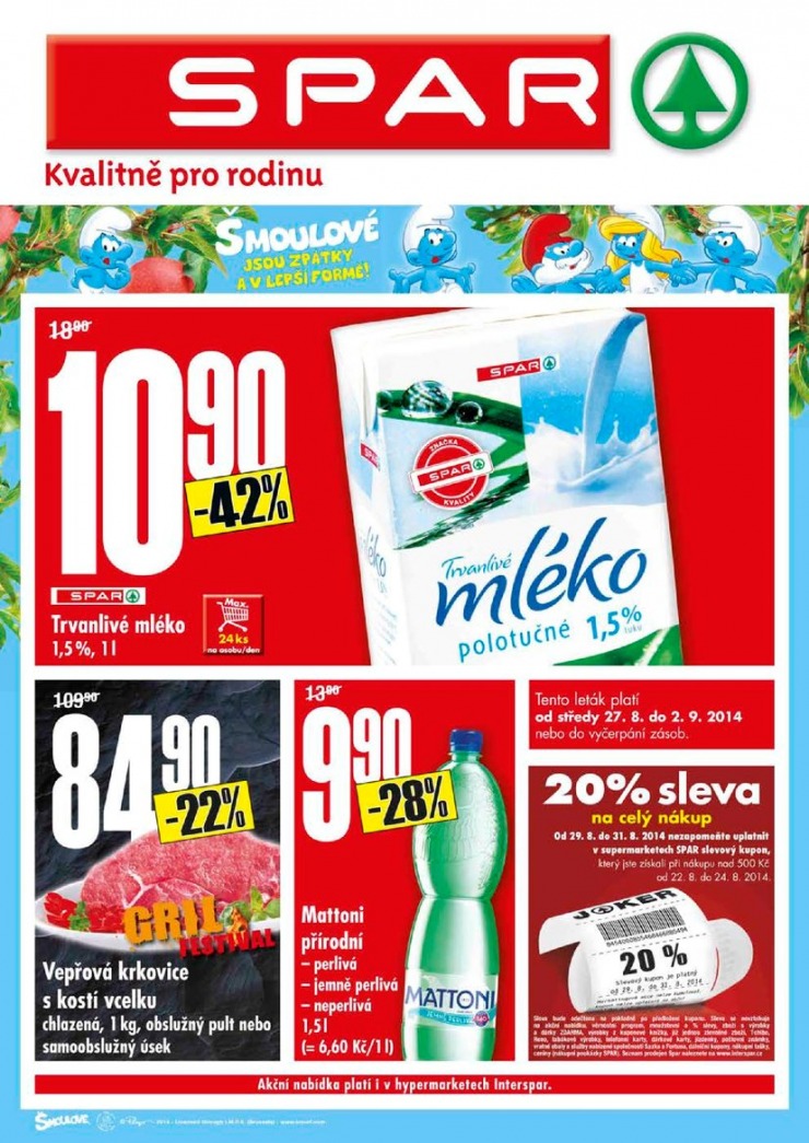 leták Interspar nabídka Spar od 27.8.2014 strana 1