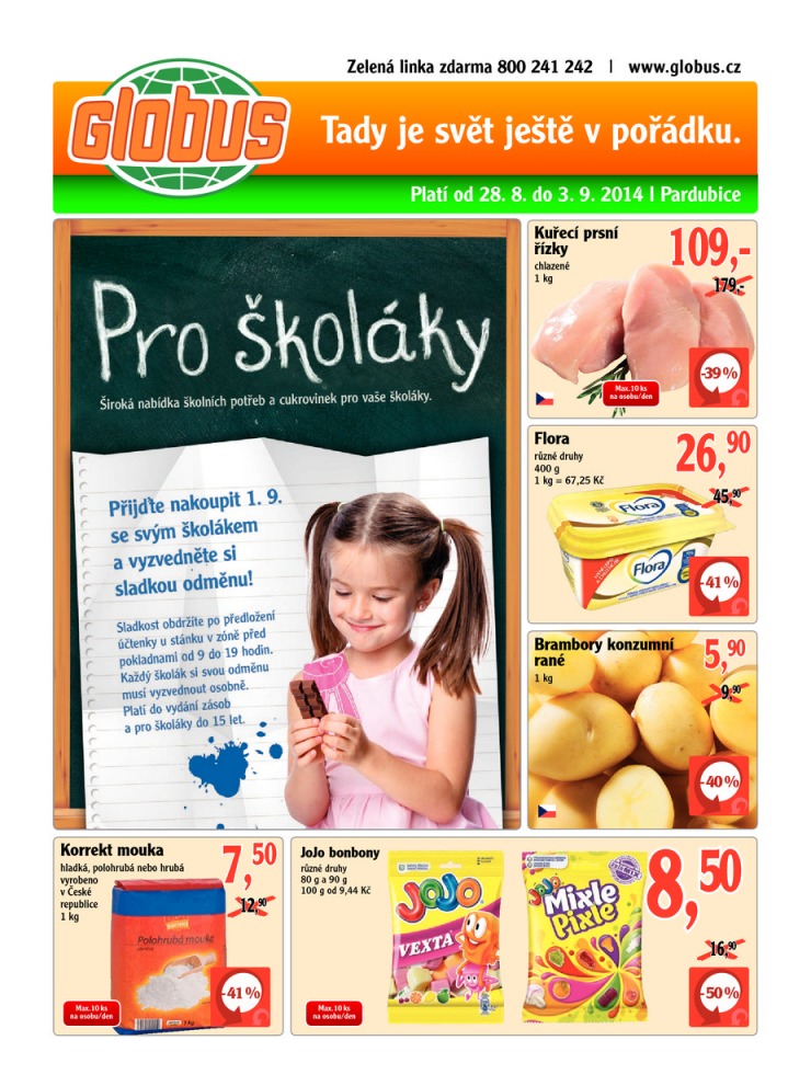 leták Globus Naše noviny od 28.8.2014 strana 1