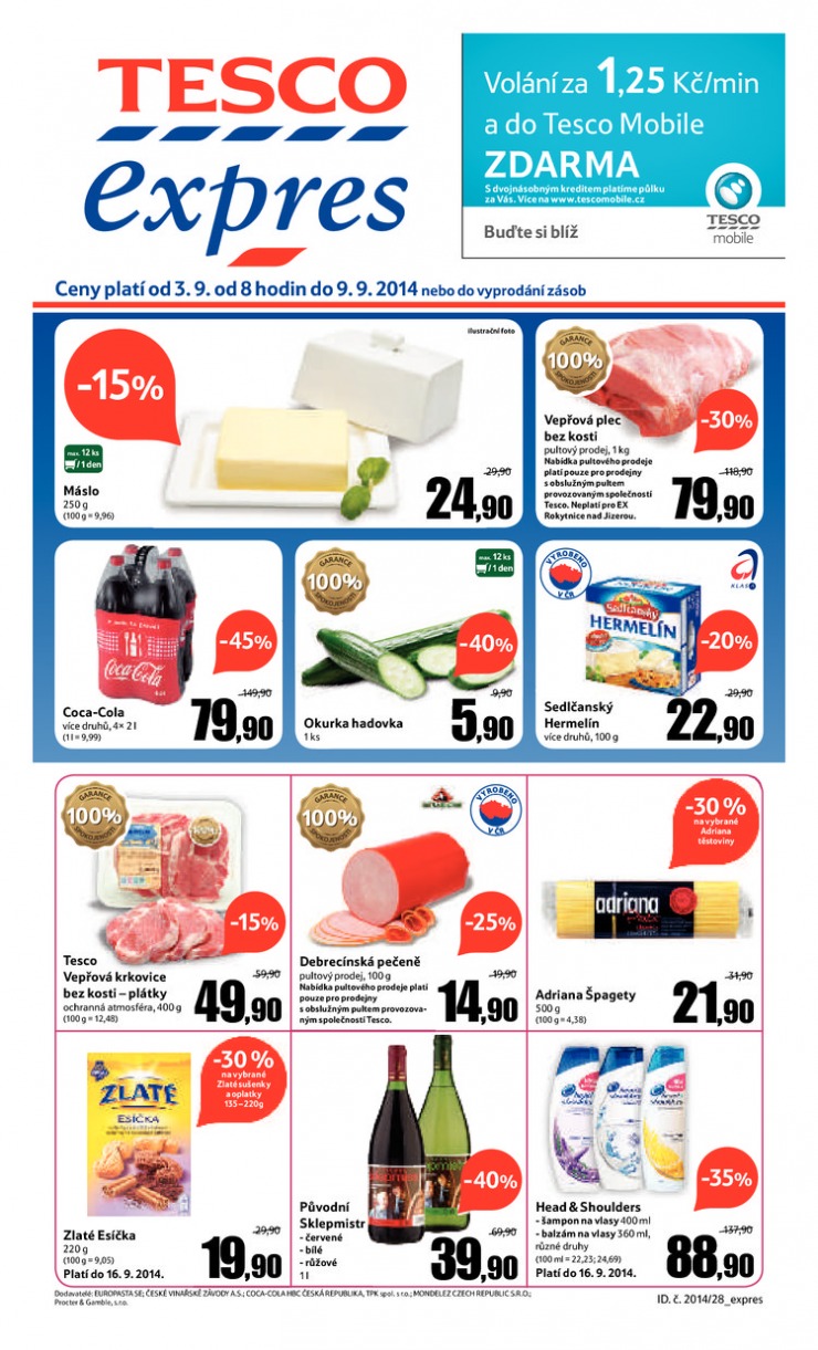 letk Tesco Expres obchody od 3.9.2014 strana 1