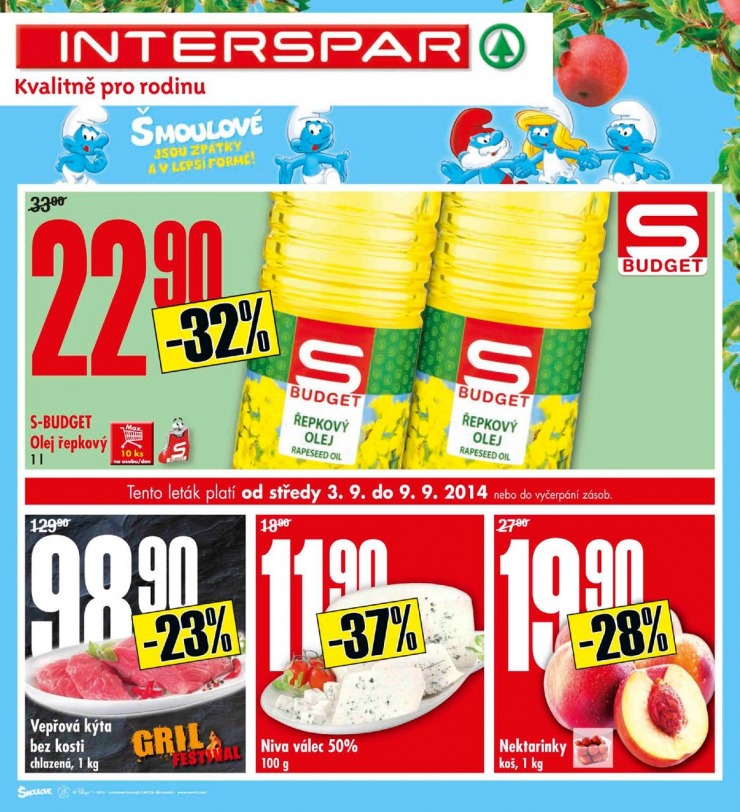 leták Interspar Akční nabídka od 3.9.2014 strana 1