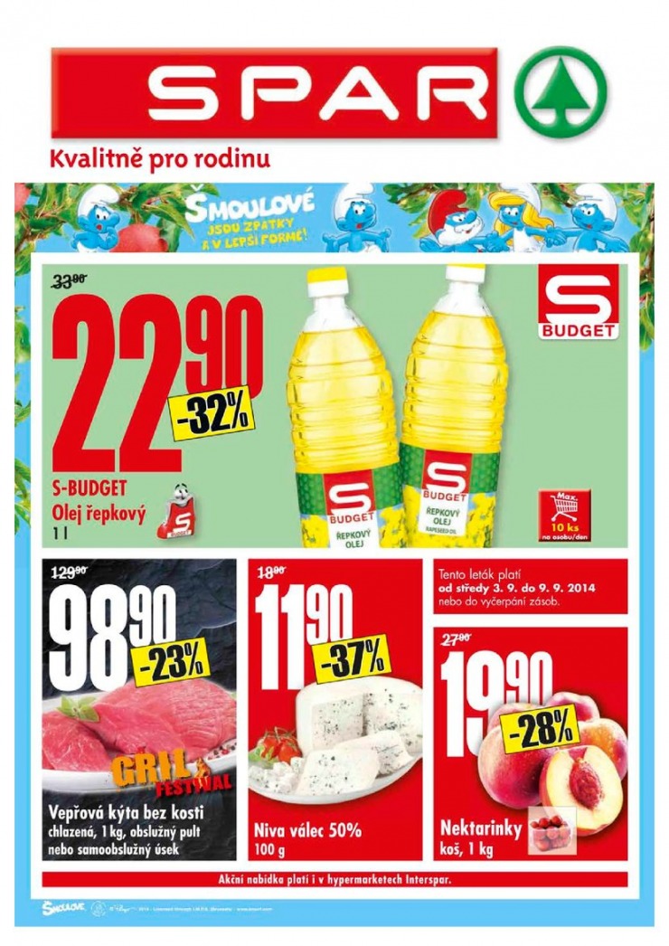 leták Interspar nabídka Spar od 3.9.2014 strana 1