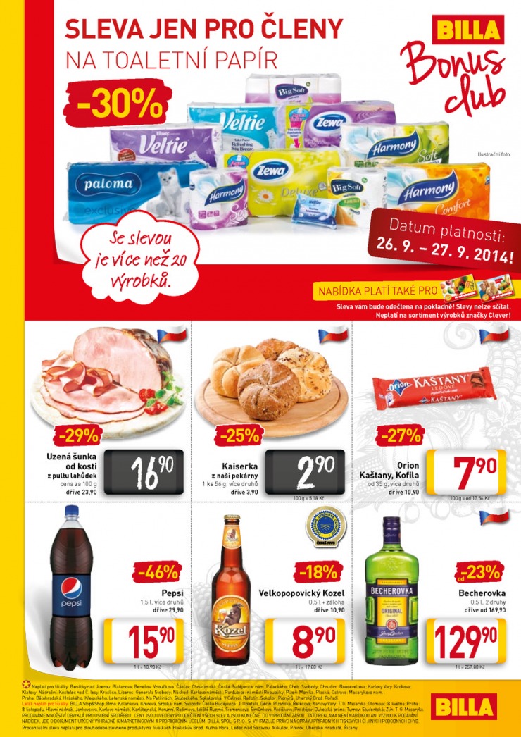 leták Billa velký od 24.9.2014 strana 1 leták Billa velký od 24.9.2014 strana 1