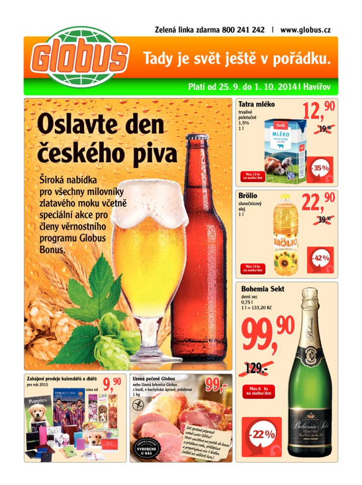 leták Globus Naše noviny od 25.9.2014 strana 1