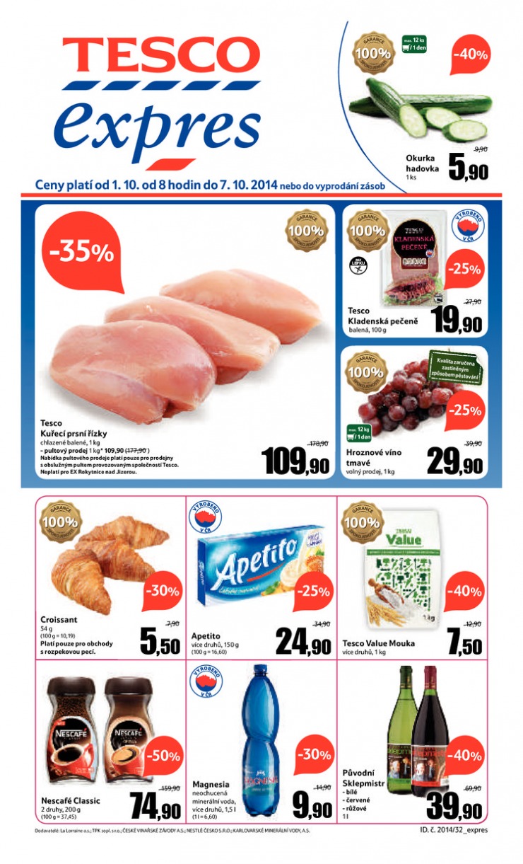 letk Tesco Expres obchody od 1.10.2014 strana 1