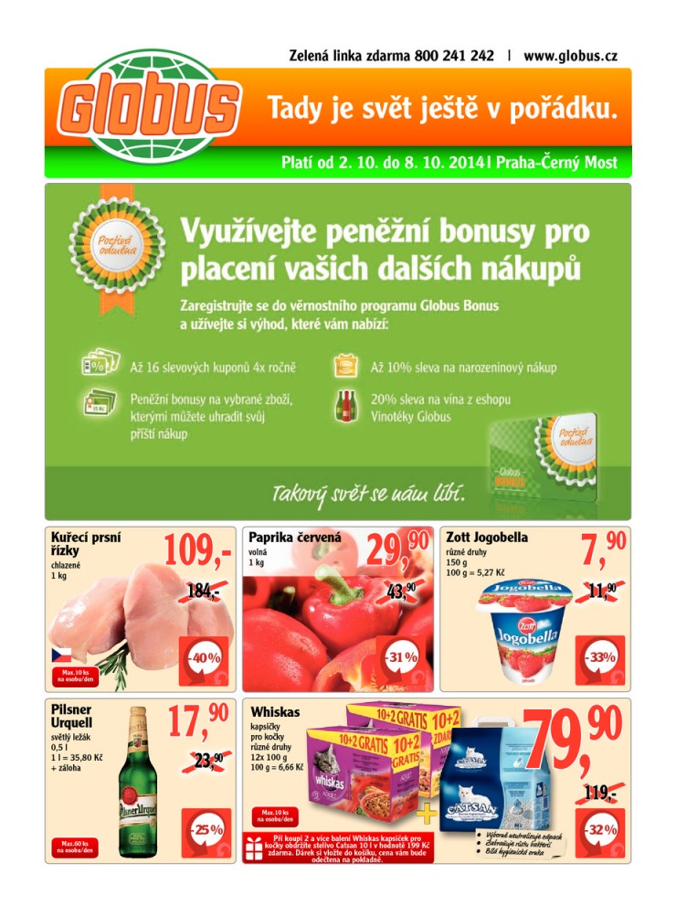 leták Globus Naše noviny od 2.10.2014 strana 1