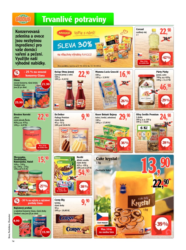 leták Globus Naše noviny od 9.10.2014 strana 1 leták Globus Naše noviny od 9.10.2014 strana 1