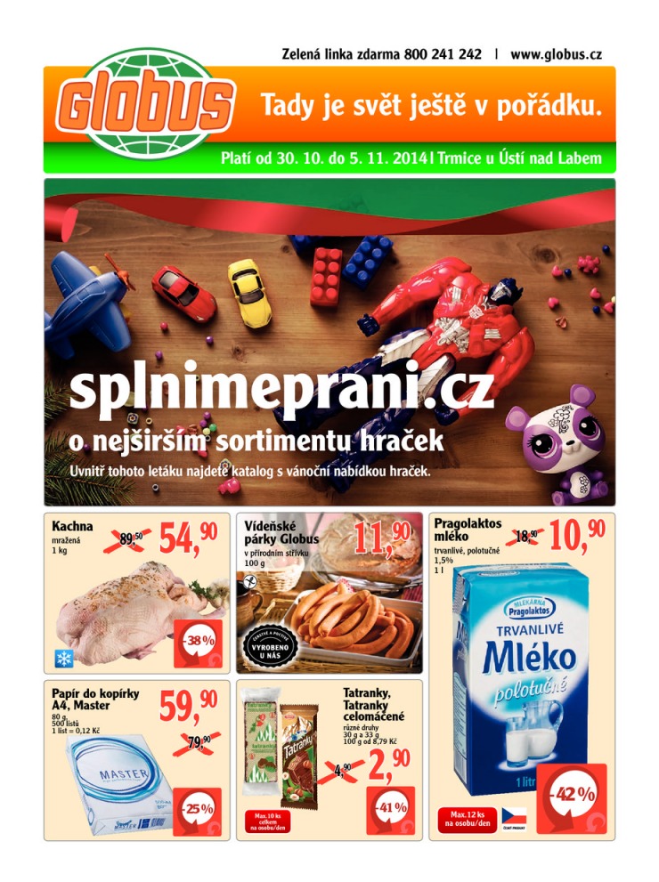 leták Globus Naše noviny od 30.10.2014 strana 1