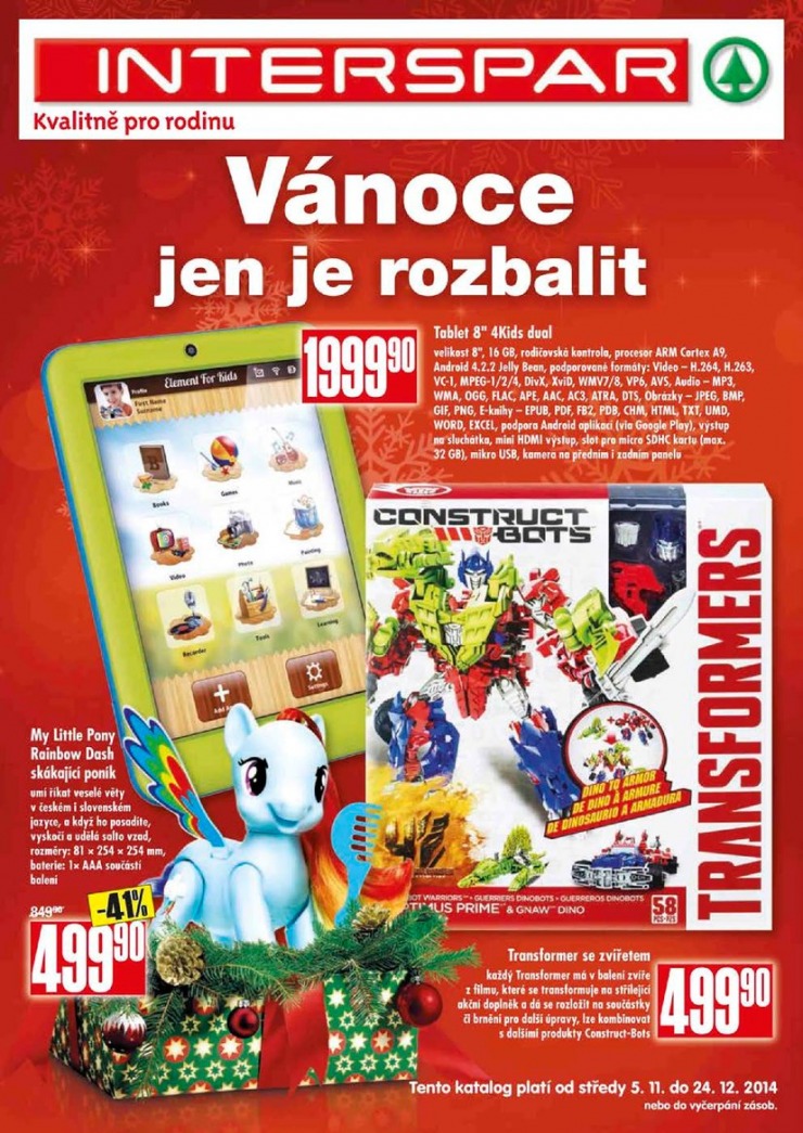 leták Interspar Vánoce od 5.11.2014 strana 1