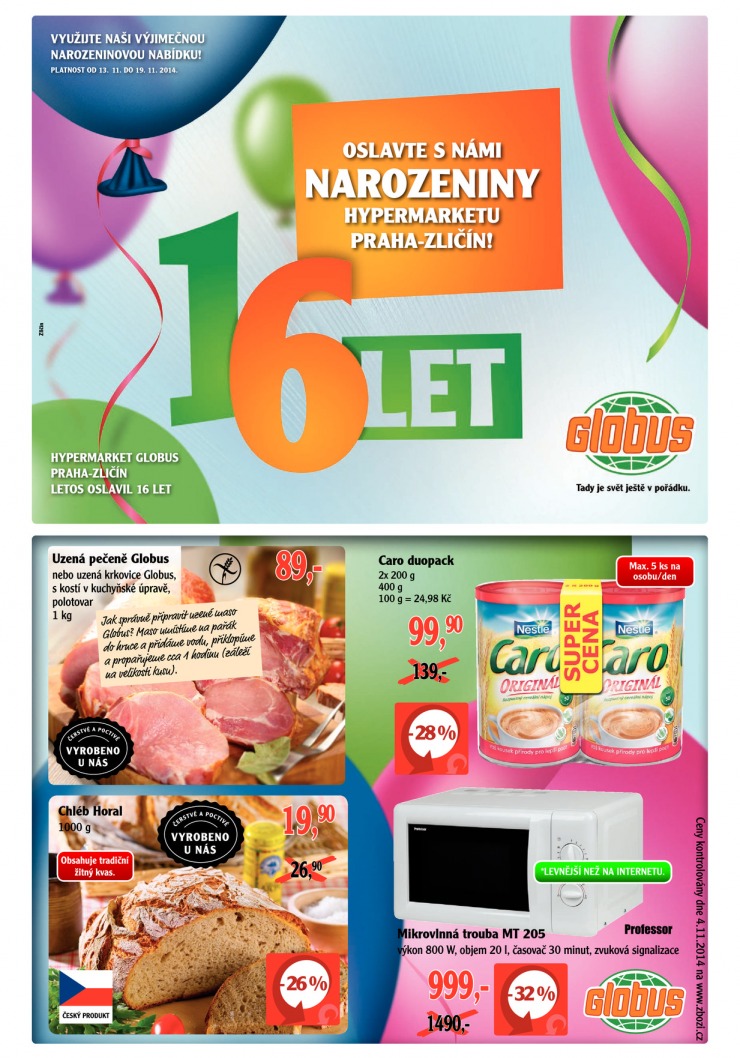 leták Globus Narozeniny od 13.11.2014 strana 1 leták Globus Narozeniny od 13.11.2014 strana 1