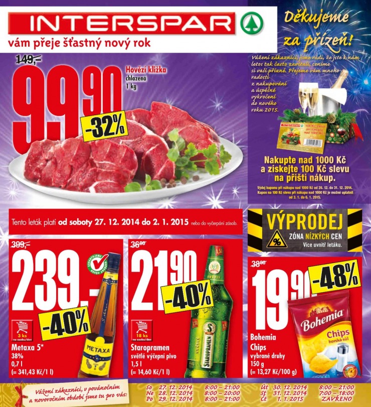 leták Interspar Akční nabídka od 27.12.2014 strana 1