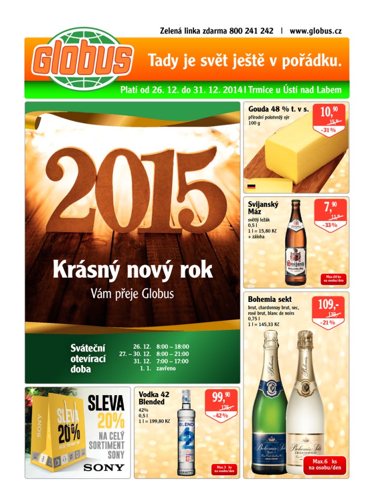 leták Globus Naše noviny od 26.12.2014 strana 1