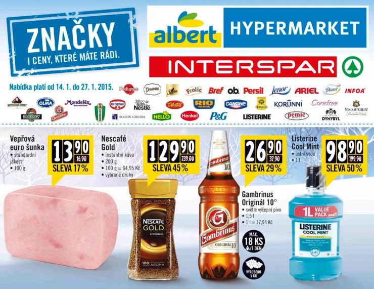 leták Interspar katalog značek Albert od 14. 1. 2015 strana 1
