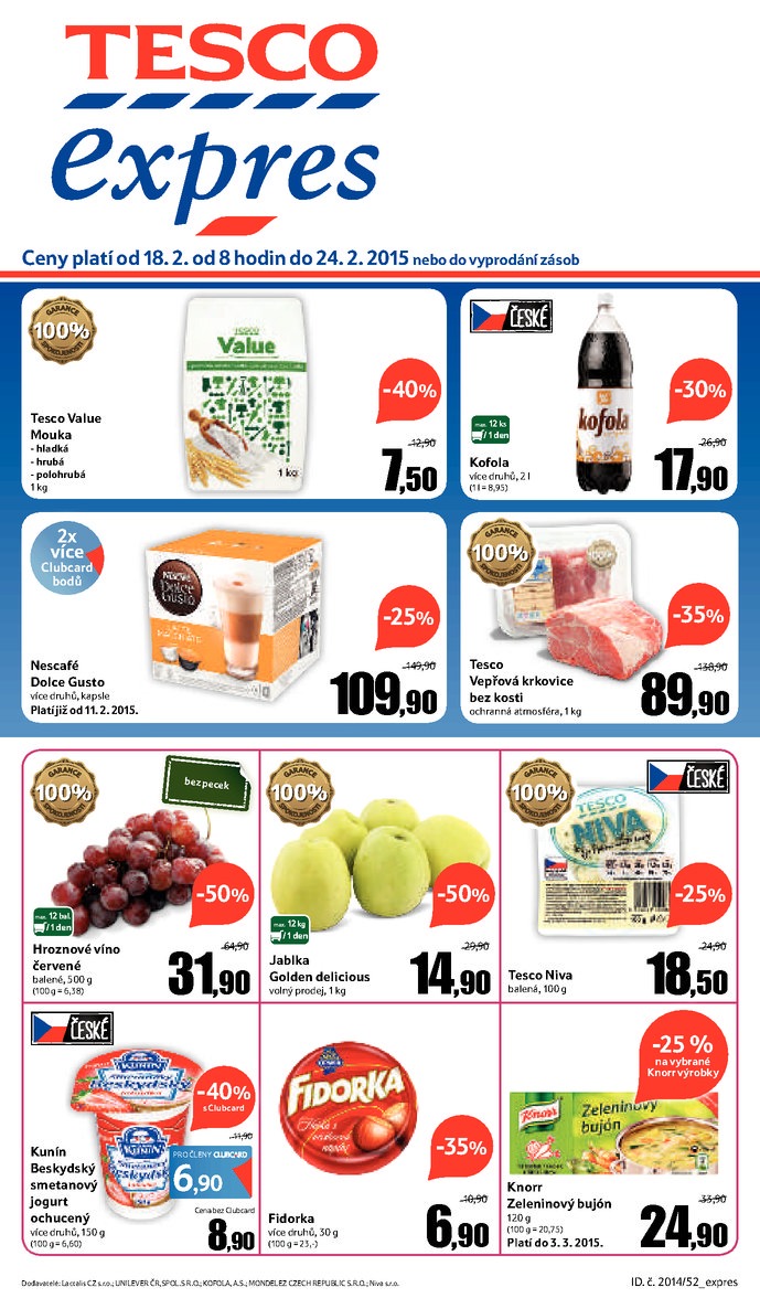 letk Tesco Expres obchody od 18.2.2015 strana 1