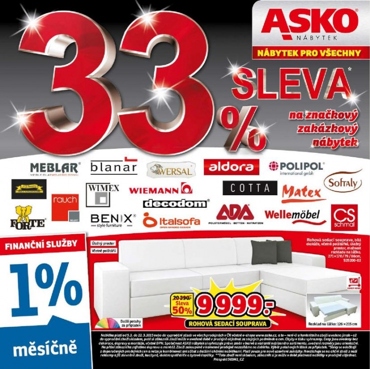leták Asko nábytek Vybrané prodejny od 5.3.2015 strana 1